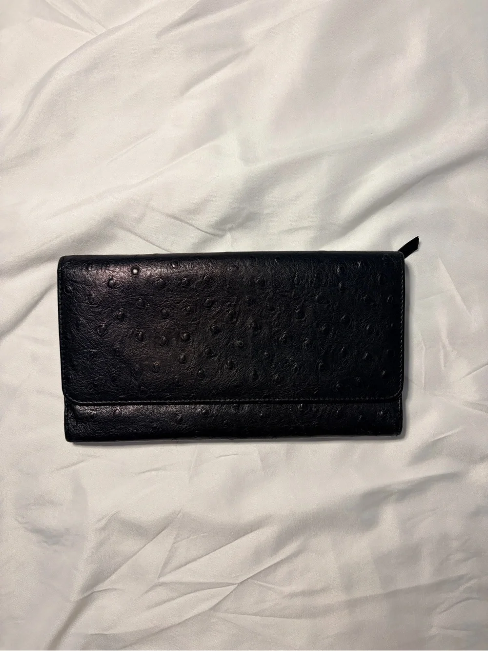 Black Ostrich-Texture Wallet Clutch - Women